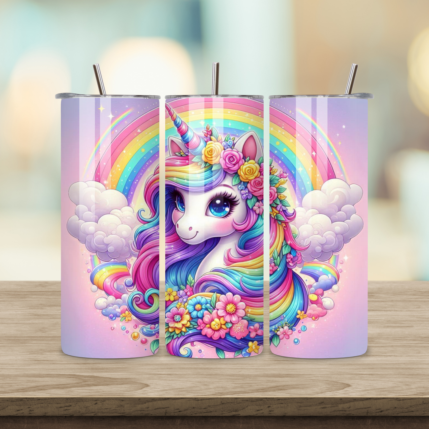 20oz Sublimation Tumbler - Rainbow Unicorn