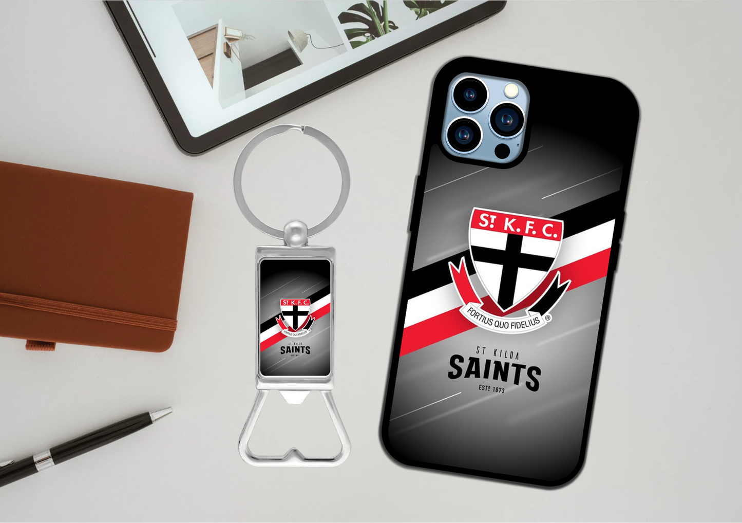 AFL Saint Kilda Football Club Phone Case / Bottle Opener Set