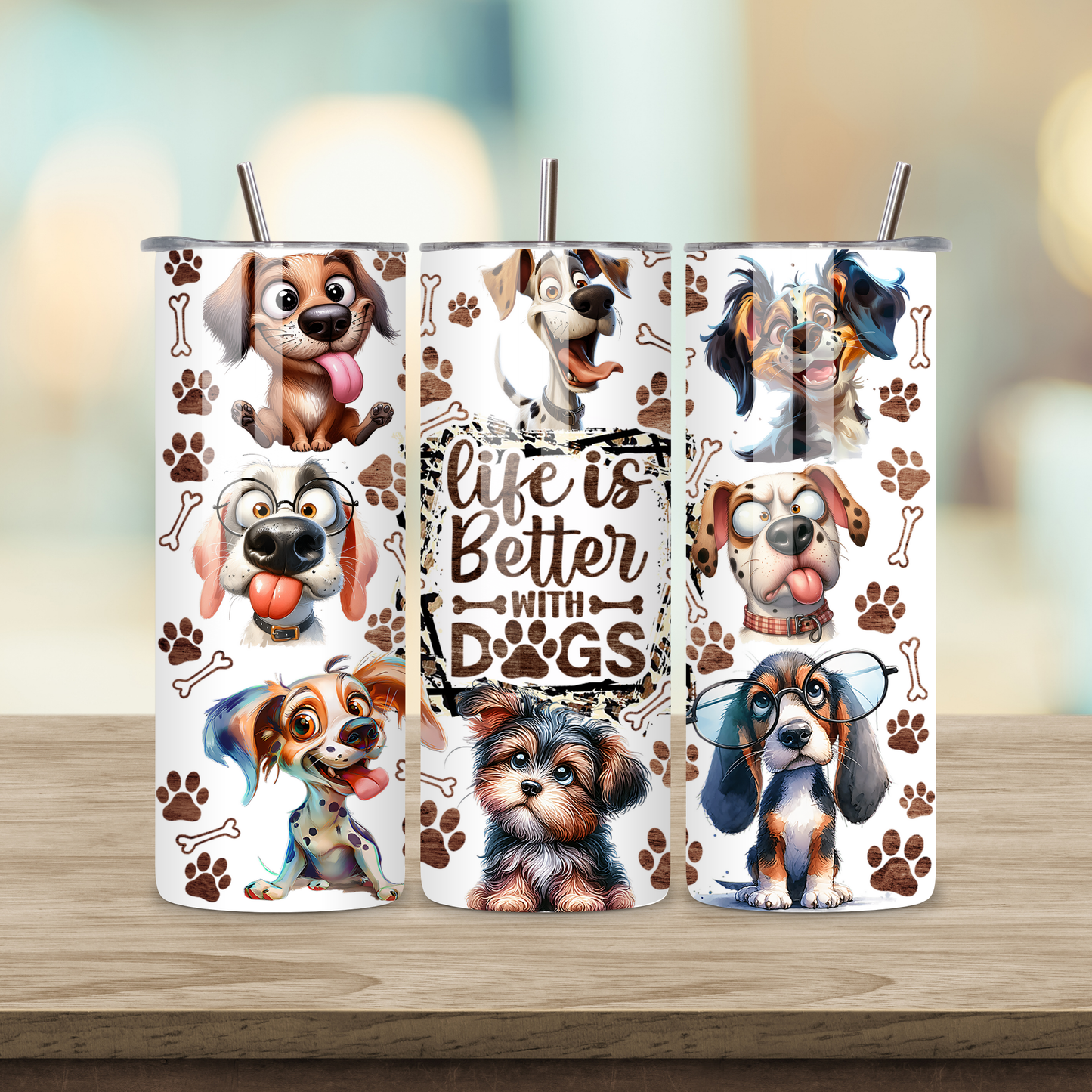 20oz Sublimation Tumbler - Life is better with Dogs