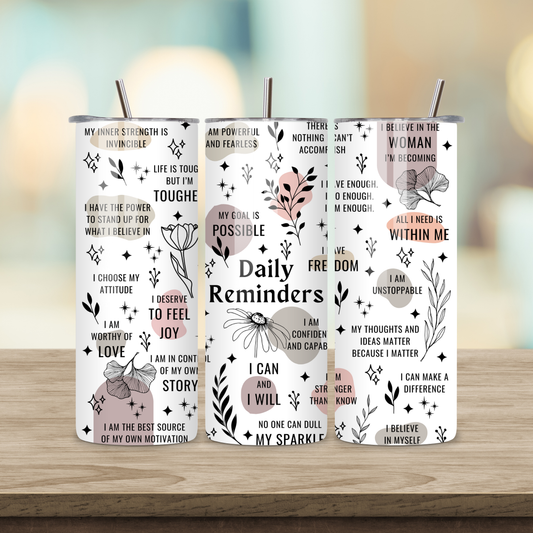 20oz Sublimation Tumbler - Daily Reminders