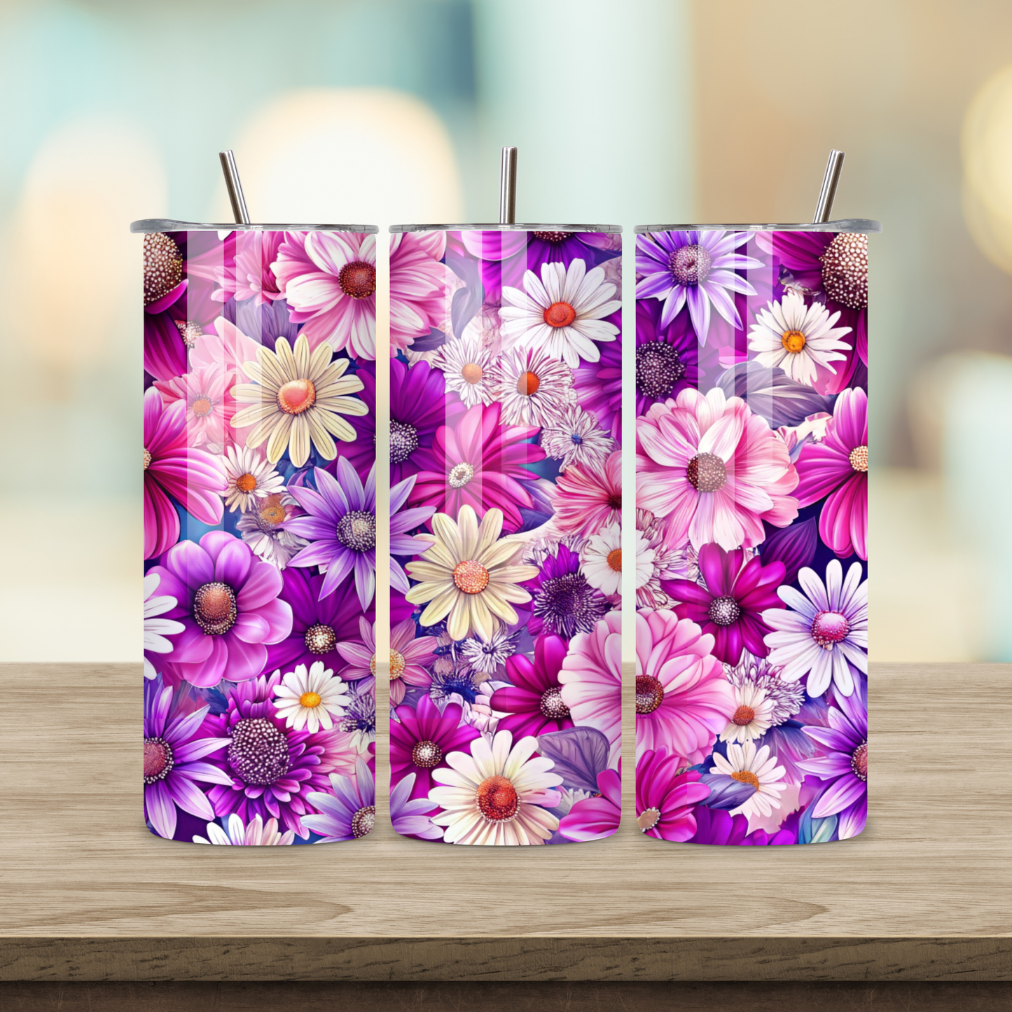 20oz Sublimation Tumbler - Pink Flowers