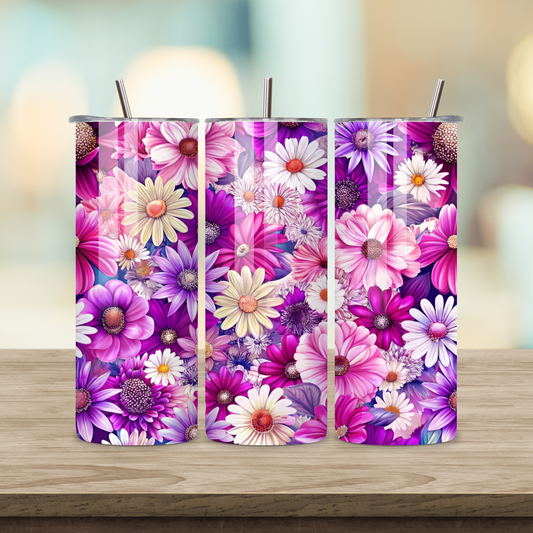 20oz Sublimation Tumbler - Pink Flowers