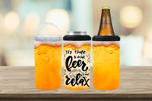 4 in 1 Can / Stubby Cooler Fathers Day Beer and Relax