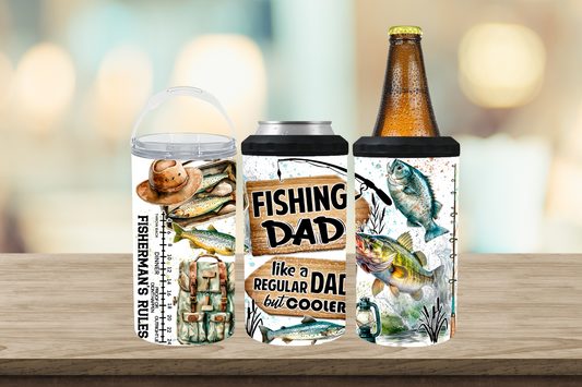 4 in 1 Can / Stubby Cooler Fathers Day Fishing Dad