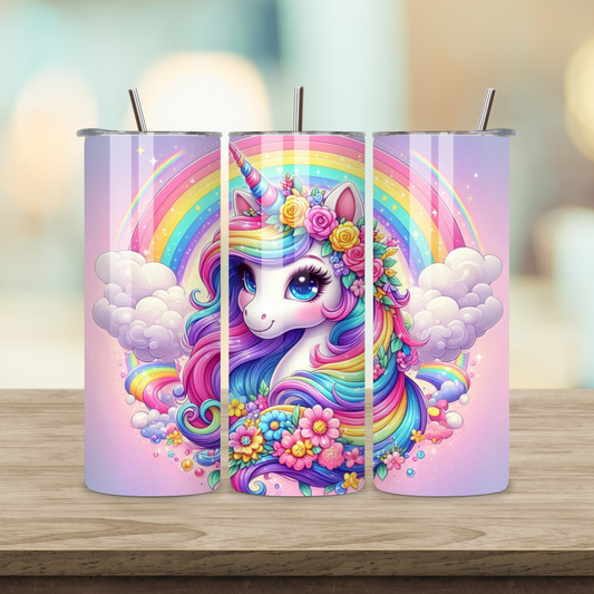 20oz Sublimation Tumbler - Rainbow Unicorn