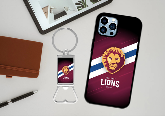 AFL Brisbane Lions Phone Case / Bottle Opener Set