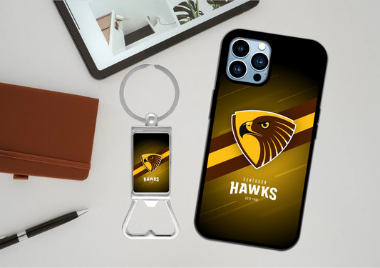 AFL Hawthorn Hawks Phone Case / Bottle Opener Set