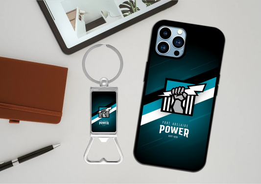AFL Port Adelaide Power Phone Case / Bottle Opener Set